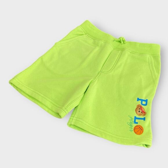 Ralph Lauren Polo Bear Player Fleece Green Sweat Shorts Boys Size 6 46-48.5” New - Picture 2 of 7